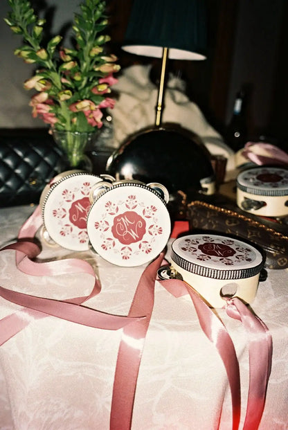 60-240PCS Wedding Tambourine Drum Hand Drum Noise Makers Personalized Tambourine for Wedding Reception Party Favor 4/6IN