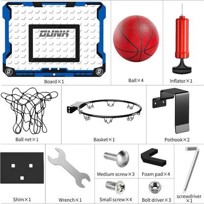 Basketball Hoop Indoor for Kids and Adults, Basketball Hoop for Door with 4 Balls, Indoor Mini Basketball Hoop, Basketball Game