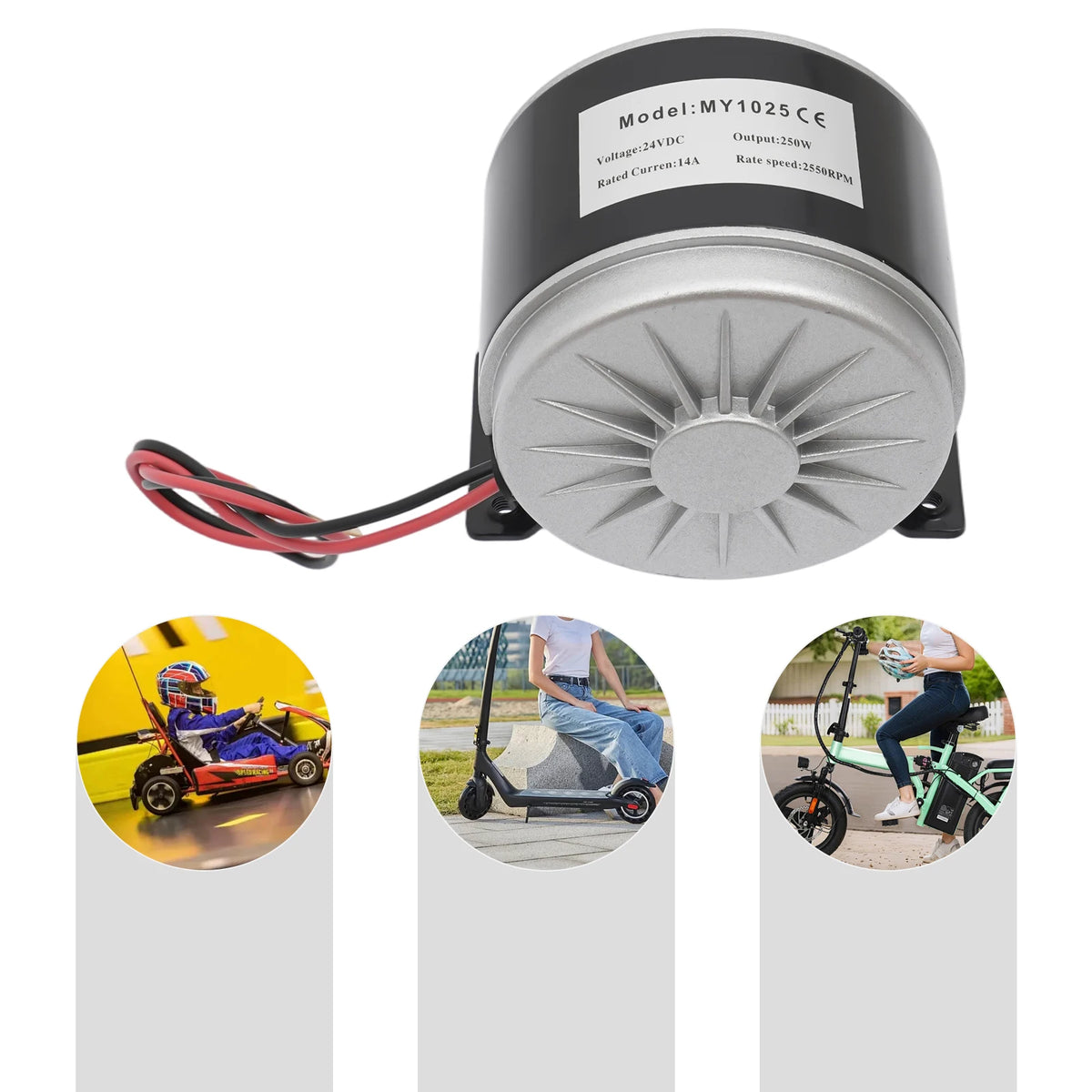 250w 24v Pure Copper Electric Scooter Motor, Brushed E-Bike Motor Lightweight Chain Drive Motor for E-Scooter Mini Motorcycle