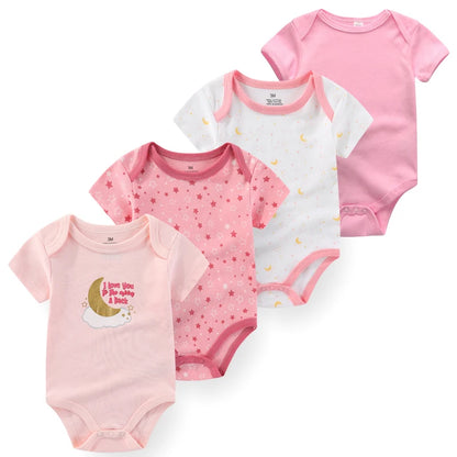 4pieces Newborn Baby Boy Clothes Cartoon Cotton Romper Summer Short