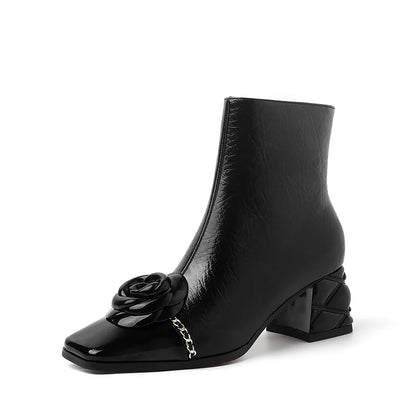 2026 NEW Autumn/Winter Women Boots Square Toe high Heel Shoes Split Leather Women Shoes Elegant Ankle Boots Zip Modern Boots
