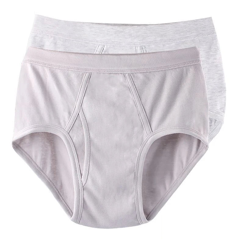 2Pcs/lot Men's Underwear 100%Cotton Briefs Sexy U Pouch Solid Color High Waist Panties Breathable Comfortable Male Underpants