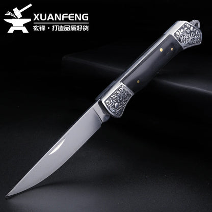 Exquisite wooden handle folding knife, high hardness household peeling knife, folding knife, outdoor portable steel knife
