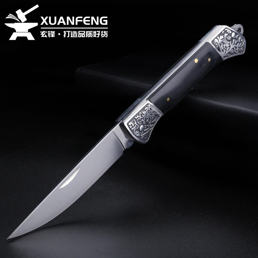 Exquisite wooden handle folding knife, high hardness household peeling knife, folding knife, outdoor portable steel knife