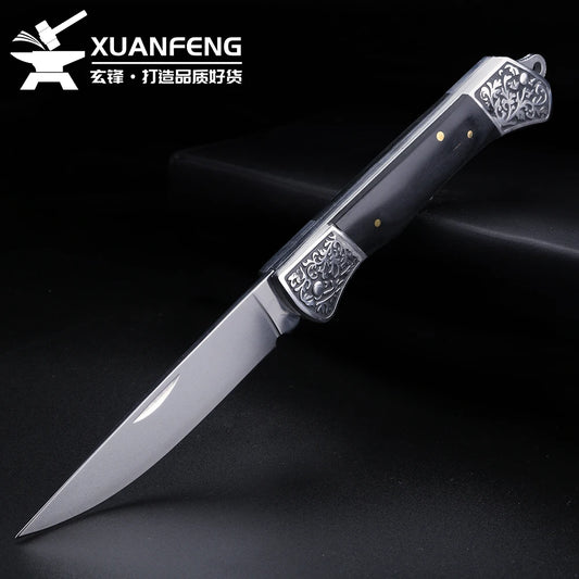 Exquisite wooden handle folding knife, high hardness household peeling knife, folding knife, outdoor portable steel knife