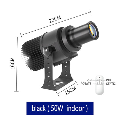 Custom Led HD Gobo Logo Projector Indoor Outdoor Ip67 Waterproof Rotating Advertising Image Projection Light For Floor Wedding