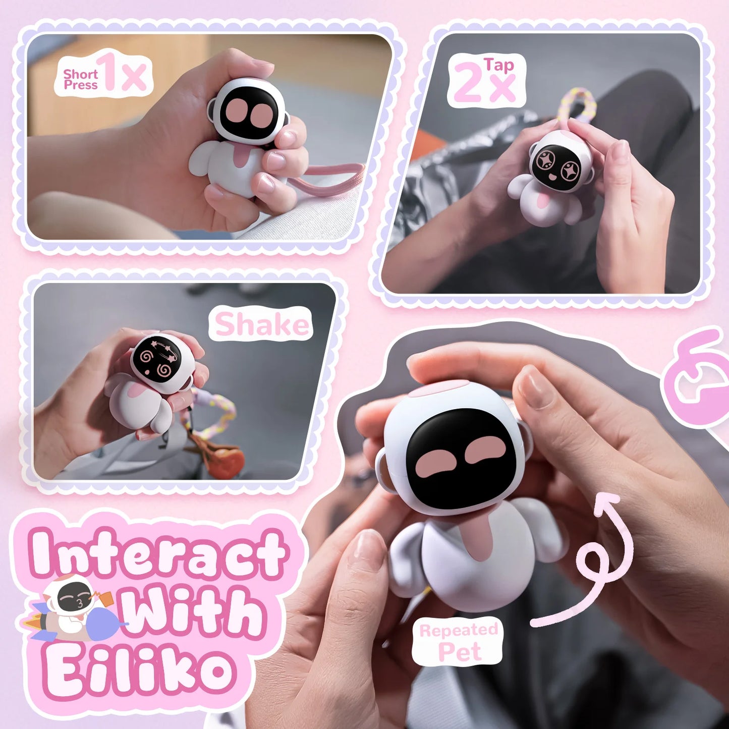 Eiliko Coral Pink - Your Tiny AI Charm Robot That Matches Every Daily Outfit, Fun Electronic Pendant Toys, for Couples and Best Friends.