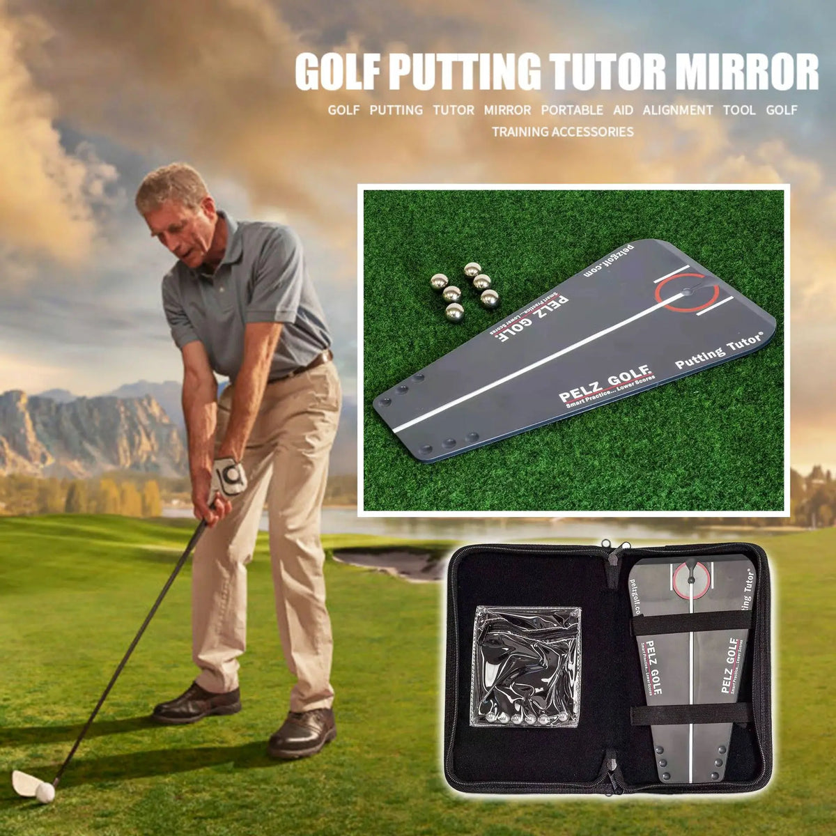 Golf Putting Tutor Mirror Training Aid Align Training Tool Indoor Outdoor Golf Simulator Putting Alignment Swing Trainer