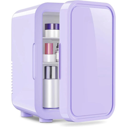 Mini Fridge, 6 Liter/8 Can 110V AC/DC Portable Thermoelectric Cooler Refrigerators for Bedroom