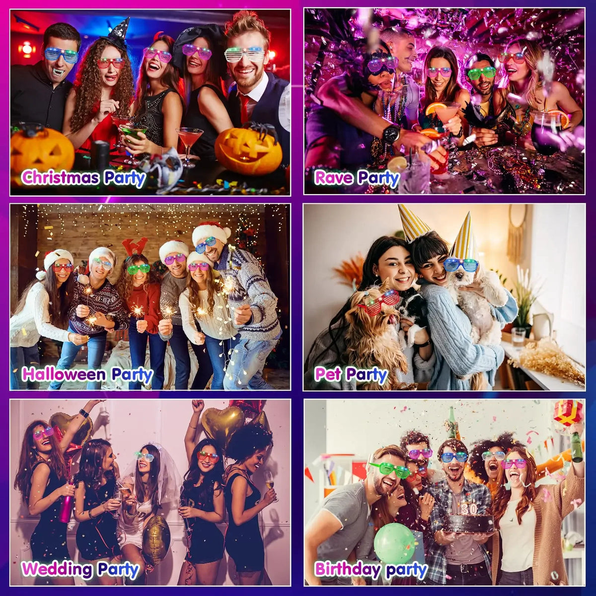 10/20/50 Pcs Party Glow in the Dark Glasses Light Up LED Glasses Neon Party Favors Sunglass Party Supplies