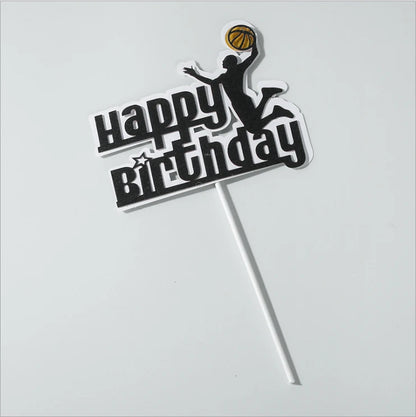 Football Cake Topper Boy Girl Soccer Happy Birthday Cupcake Toppers Party Dessert Wedding Decoration Baby Shower Baking Supplies