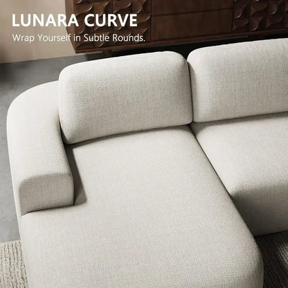 107 L-Shaped Sectional Sofa with Chaise, No Assembly, Ivory Beige Bouclé-Style Upholstery for Living Room
