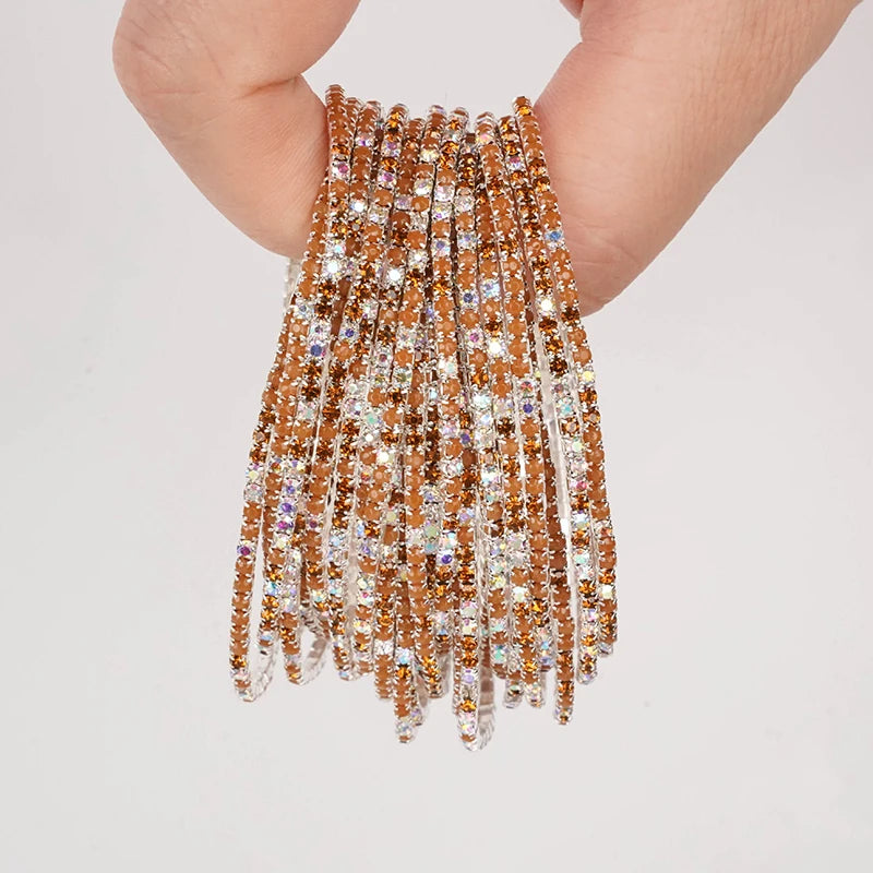 5pcs Fashion Colorful Acrylic Crystal Rhinestone Elastic Bracelet For Women Stretch Wristband Wedding Bracelets Daily Jewelry