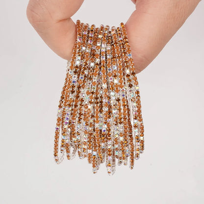 5pcs Fashion Colorful Acrylic Crystal Rhinestone Elastic Bracelet For Women Stretch Wristband Wedding Bracelets Daily Jewelry