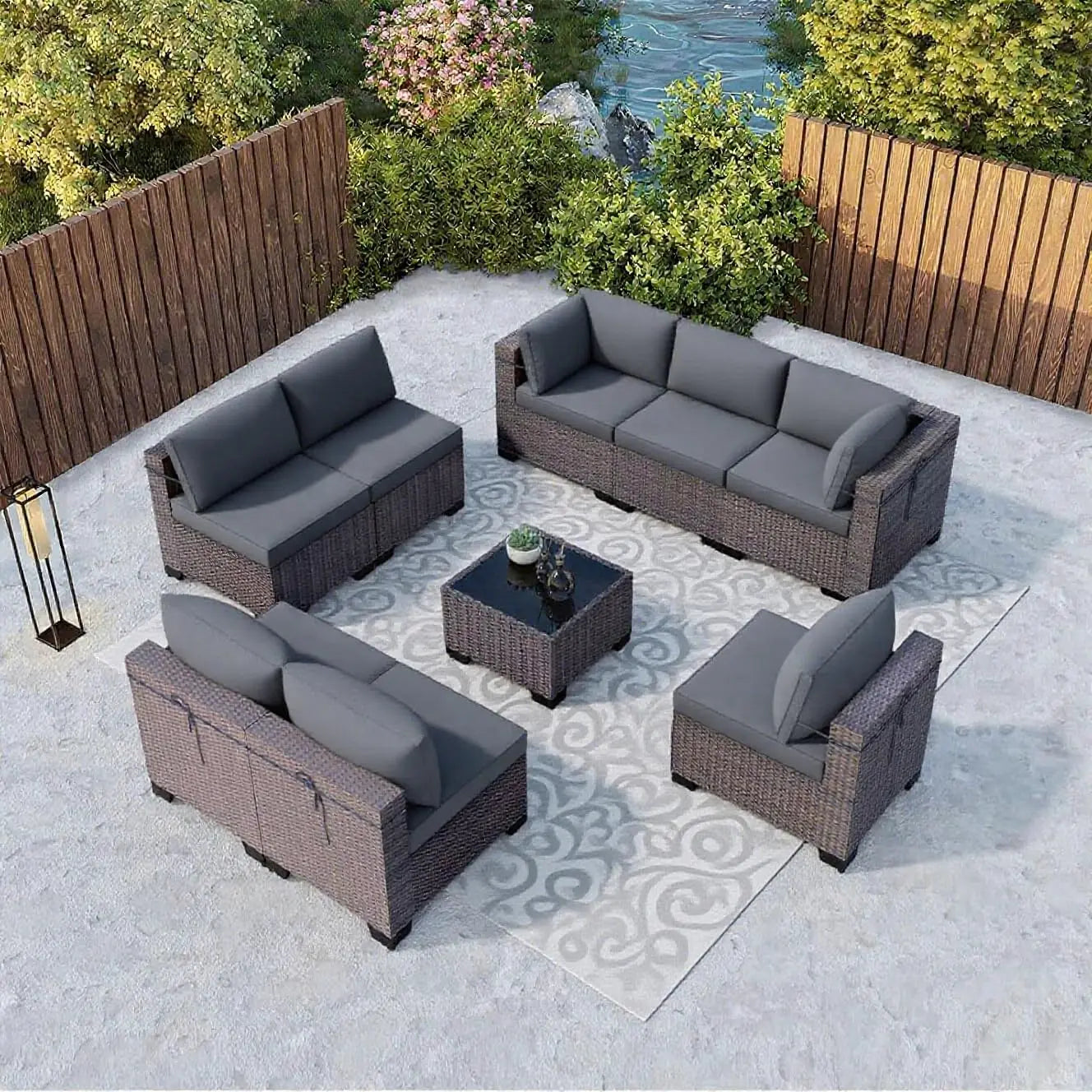 12 Piece Patio Furniture Set, Outdoor Wicker Sectional Sofa, Customized