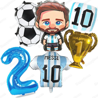 7pcs Messi Football Foil Globos Balloons Trophy Soccer Balloons Boy Birthday Party Decorations Sports Party Supplies Baby Shower