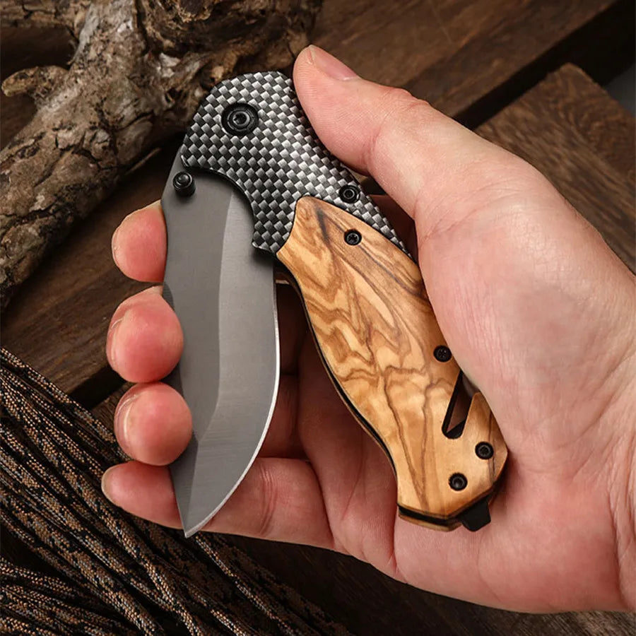 Outdoor stainless steel folding knife, fruit knife, multi-purpose small knife, portable, high hardness, camping survival knife