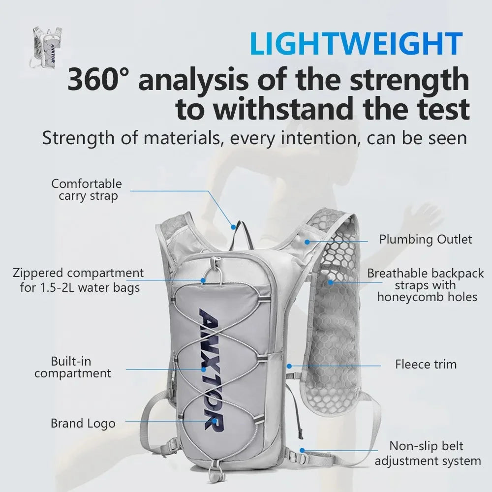 Ultralight 5L Trail Running Backpack Hydration Vest For Marathon Jogging Hiking Cycling, Compatible With Water Bladder