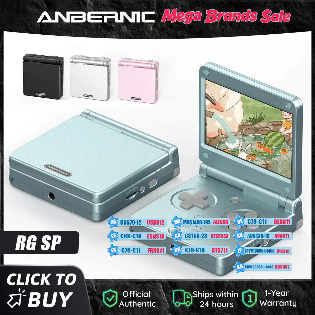 Anbernic RGSP 64 Bit Retro Handheld Game Player 16G Built-in Linux System Foldable 3.4 Inch IPS Screen Retro Game Console RG SP
