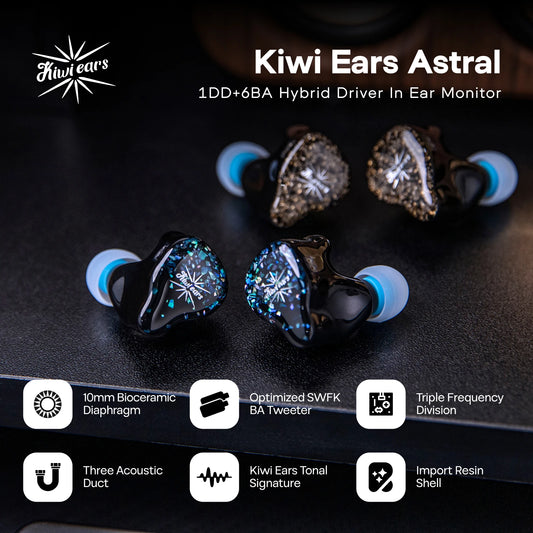 Linsoul Kiwi Ears Astral 1DD+6BA Hybrid IEM Earphone Professional Audiophile In-Ear Monitor Wired Earbuds