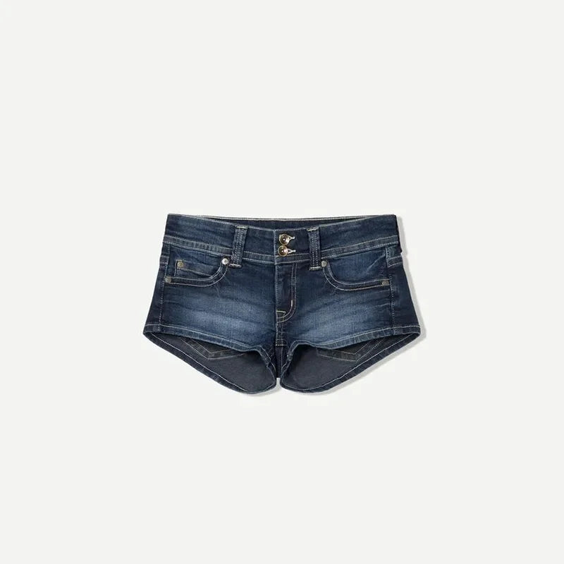Y2k Zipper Denim Mini Shorts For Women Sexy Low Waist Pocket Peachy Bottom Short Jeans Female Chic Street Evening Club Partywear