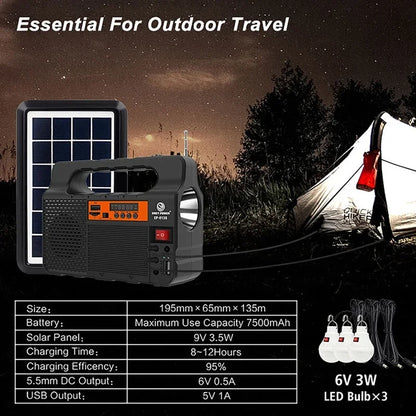Outdoor Portable Solar Lighting System Power Generator 6W Solar Panel 3 LED Bulbs Emergency Solar Power Bank for Home Camping