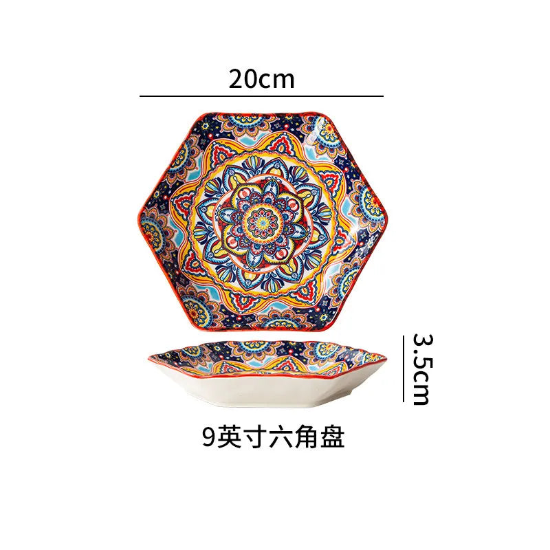 Ceramic Tableware Set Rice Bowl Serving Plate Creative Cutlery Soup Plate Noodle Handle Bowl Sauce Dish Steak Salad Fruit Plate