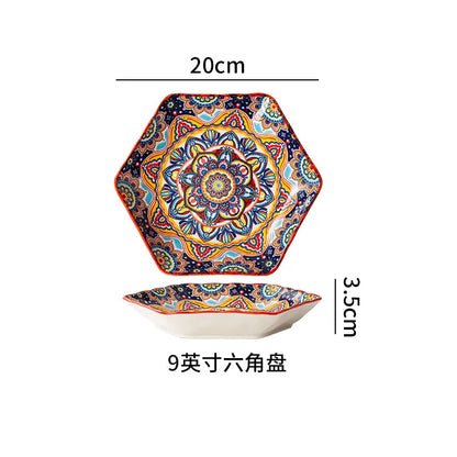 Ceramic Tableware Set Rice Bowl Serving Plate Creative Cutlery Soup Plate Noodle Handle Bowl Sauce Dish Steak Salad Fruit Plate