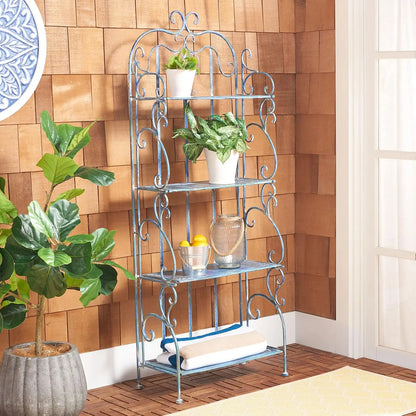 Outdoor Plant Stand,  4-Tier Metal Plant Stand Baker’s Rack, Decorative Patio Garden Storage