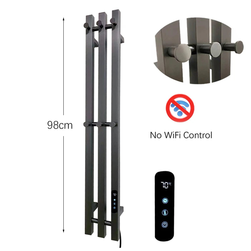 OXG Electric Heated Towel Rack Wall Mounted Bathroom Towel Warmer Dryer Heater 3 Bars Timer Touch Control WiFi Energy Saving