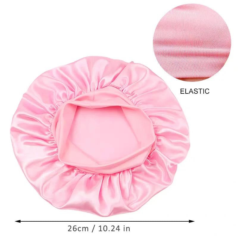 Kids Sleep Cap Satin Bonnet for Child Girls Boys Toddler Night Sleeping Hat Elastic Solid Blank Cook Beanie Soft Turban Headwear