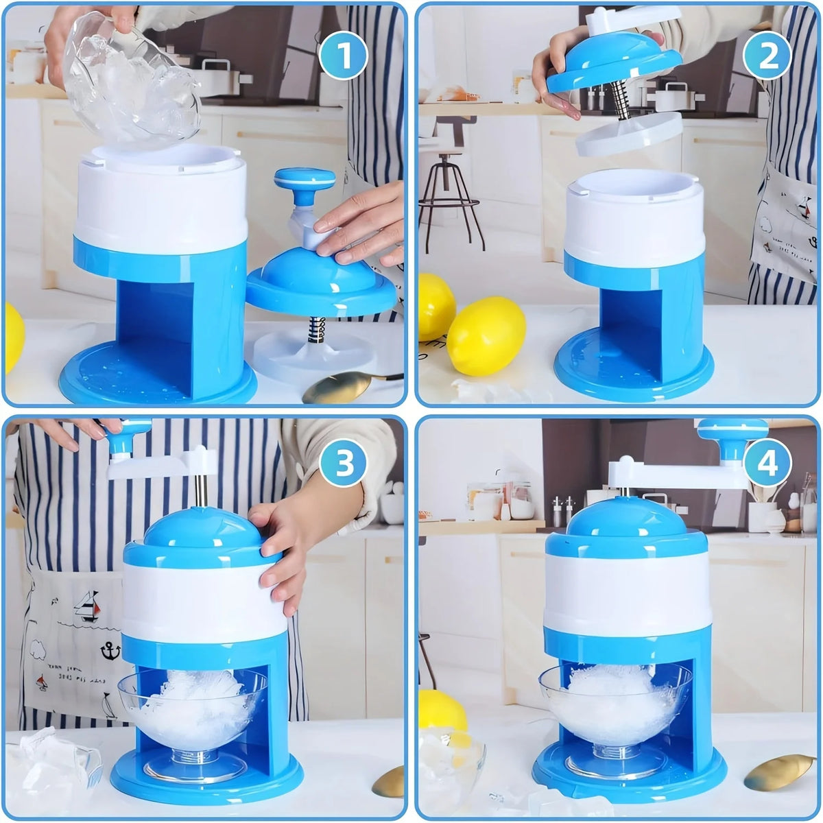 Hand Crank Ice Shaver Machine & Slushy Maker | Snow Cone Crusher with Durable ABS | Summer Parties, Home & Outdoor Use