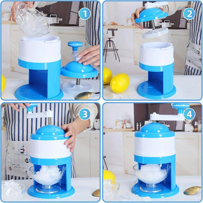 Hand Crank Ice Shaver Machine & Slushy Maker | Snow Cone Crusher with Durable ABS | Summer Parties, Home & Outdoor Use