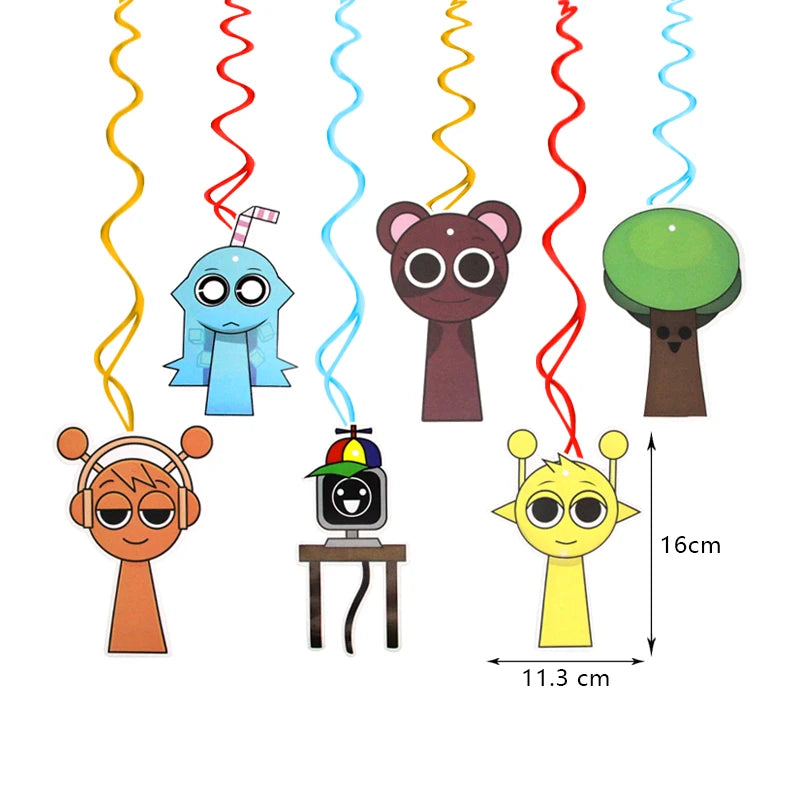 Sprunki Birthday Party Decoration Incredibox Latex Aluminum Foil Balloon For Kids Event Supplies Banner Disposable Tableware