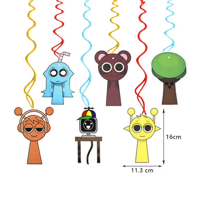 Sprunki Birthday Party Decoration Incredibox Latex Aluminum Foil Balloon For Kids Event Supplies Banner Disposable Tableware