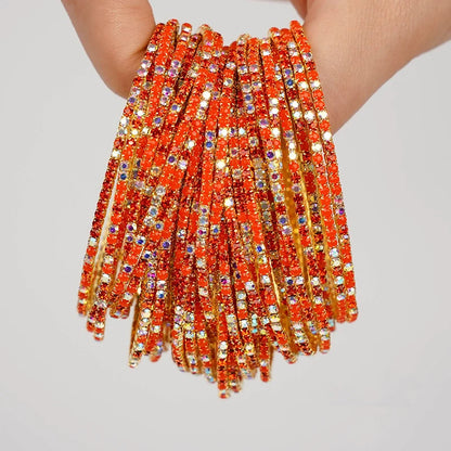 5pcs Fashion Colorful Acrylic Crystal Rhinestone Elastic Bracelet for