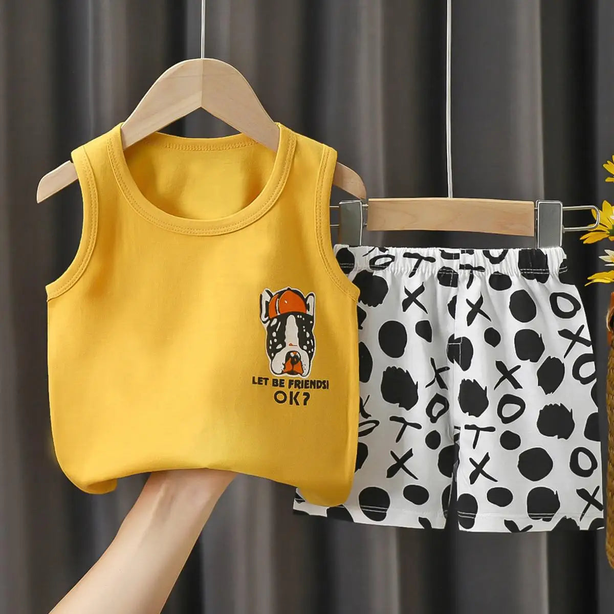 Summer Children's Vest Set Pure Cotton Baby Sleeveless Vest 2-piece Clothes Boy's Clothing Set Baby Toddler Clothing For Boy