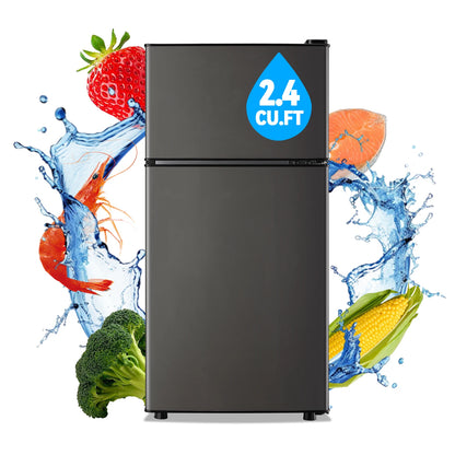 Refrigerator with Top Freezer 2.4Cu.ft Two Door Small Mini Fridge for Person Use with Egg tray, Grey