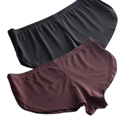 Sexy Men's Ice Silk Split Side Arrow Pants Quick-Dry Breathable Athletic Lounge Shorts Low-Rise Running Underwear Boxershorts