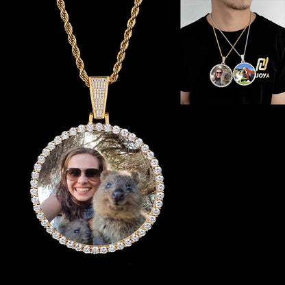Custom Made Big Photo Medallions 18k Gold Necklace Pendant Iced Out Cuban Men Hip Hop Picture Jewelry Gift Can Free Custom Logo