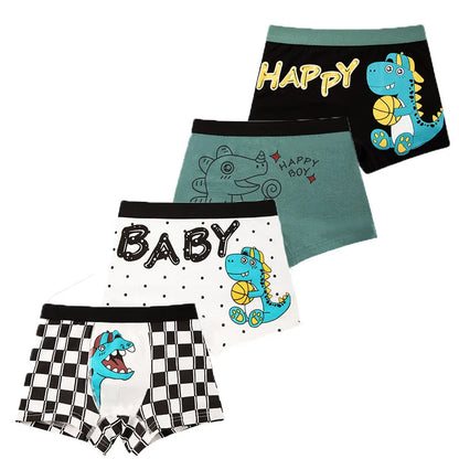 4 Pcs/Lot Children Panties Cotton Underwear For Boys 3-14 Years Breathable Kids Underpants Cars Patterns Cartoon Boy Boxer Brief