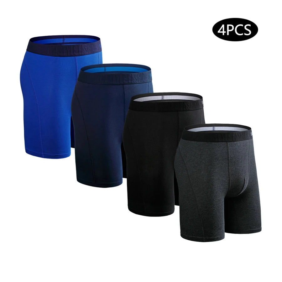 4pcs Long Boxers for Men Underwear Plus Size Men's Panties Sexy Long Leg Underpants Cotton Mens Boxer Shorts Fashion Male Trunk