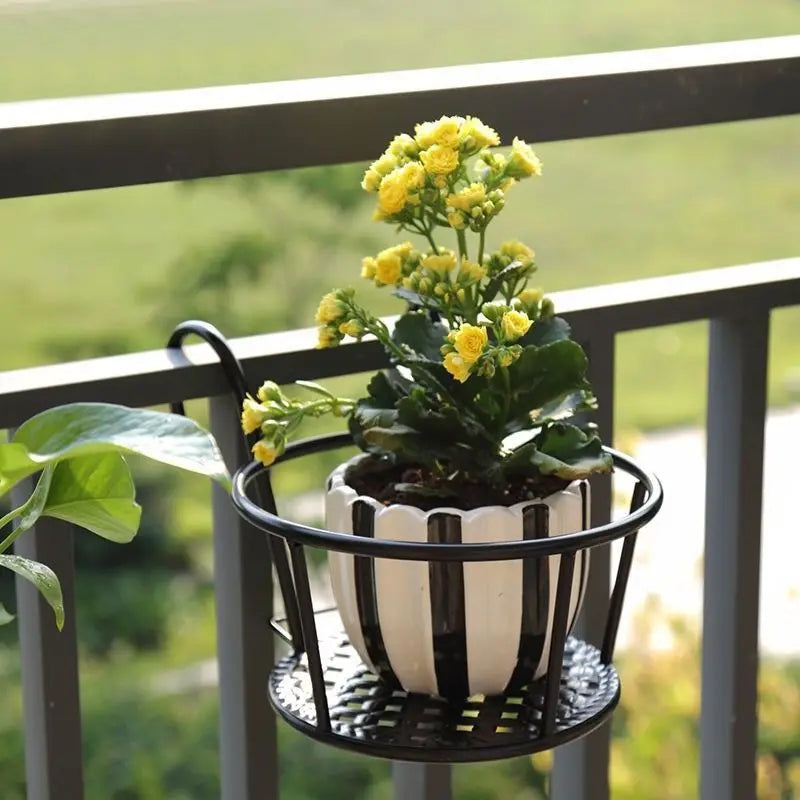 Balcony Iron Hanging Flower Rack Railing Plant Pot Holder Indoor Succulent Pothos Storage Display Stand Home Garden Decor