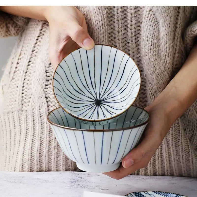 Japanese Retro Dinner Set Plates and Dishes Ceramics Bowl One Meal Dinnerware Home Sets Exquisite Gift Box