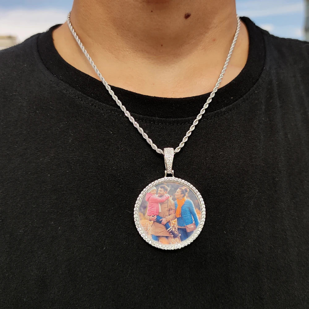 Custom Made Big Photo Medallions 18k Gold Necklace Pendant Iced Out Cuban Men Hip Hop Picture Jewelry Gift Can Free Custom Logo