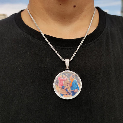 Custom Made Big Photo Medallions 18k Gold Necklace Pendant Iced Out Cuban Men Hip Hop Picture Jewelry Gift Can Free Custom Logo