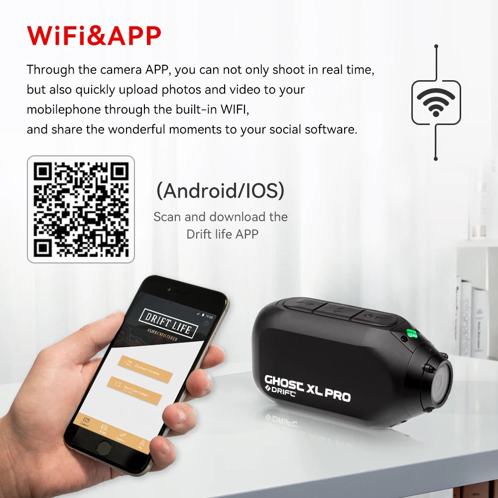 Drift Ghost XL Pro 4K PLUS HD Action Camera 3000mAh Battery WiFi IPX7 Waterproof Rotatable Lens Helmet Cam Motorcycle Bicycle