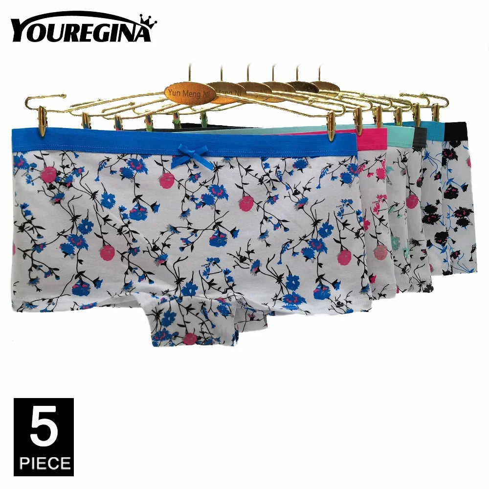 Women Underwear Cotton Women Panties Solid Girls Boxers Shorts Boyshorts Knickers Ladies Seamless Lingerie M L XL 5 Pcs/Lot