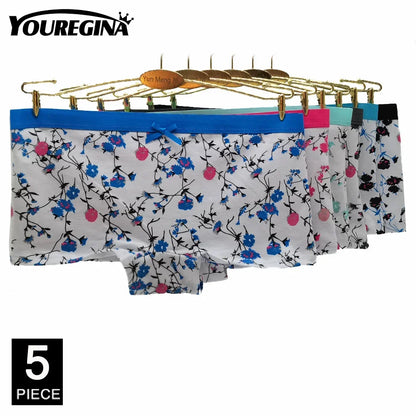 Women Underwear Cotton Women Panties Solid Girls Boxers Shorts Boyshorts Knickers Ladies Seamless Lingerie M L XL 5 Pcs/Lot