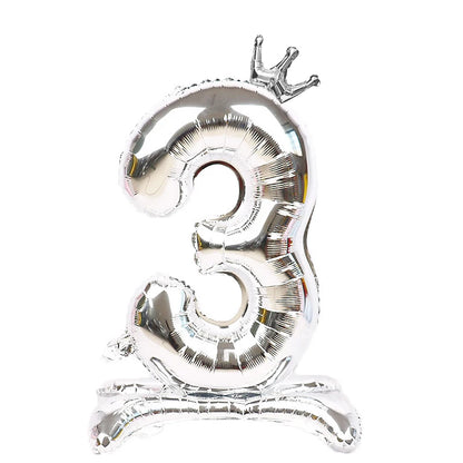 32 Inch Gold Number Stand Foil Balloons with Crown Digital Figures Globos 0-9 Birthday Party Wedding Decoration Kids Baby Shower